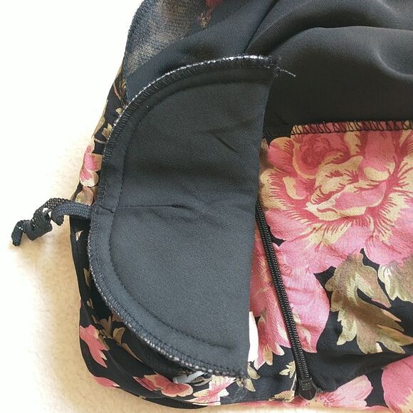 Caren Desiree Company Maxi Dress 14/M*Black Pink Floral Asian Fairy Cottagecore - Picture 10 of 11